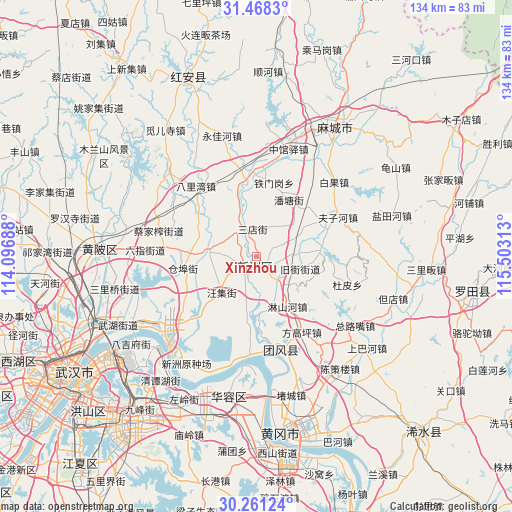 Xinzhou on map