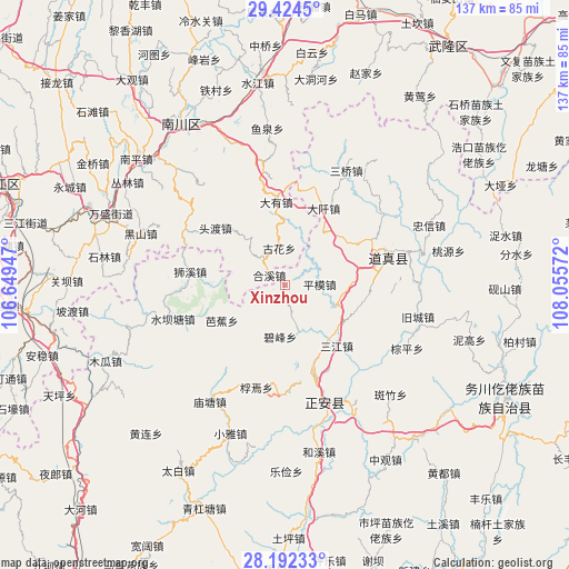 Xinzhou on map