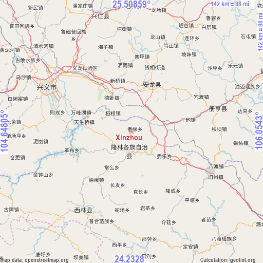 Xinzhou on map