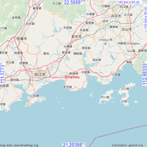 Xinzhou on map