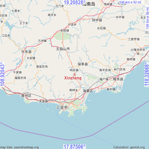 Xinzheng on map