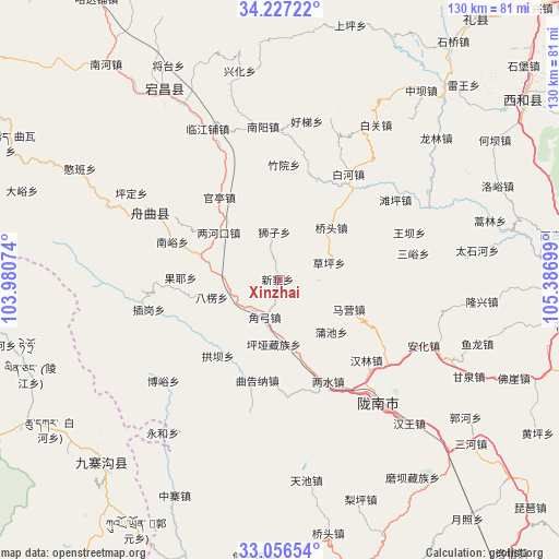 Xinzhai on map