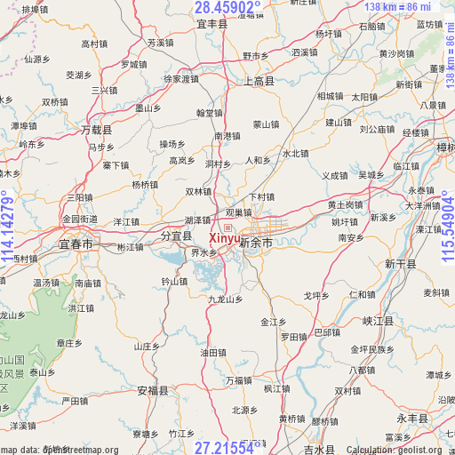 Xinyu on map