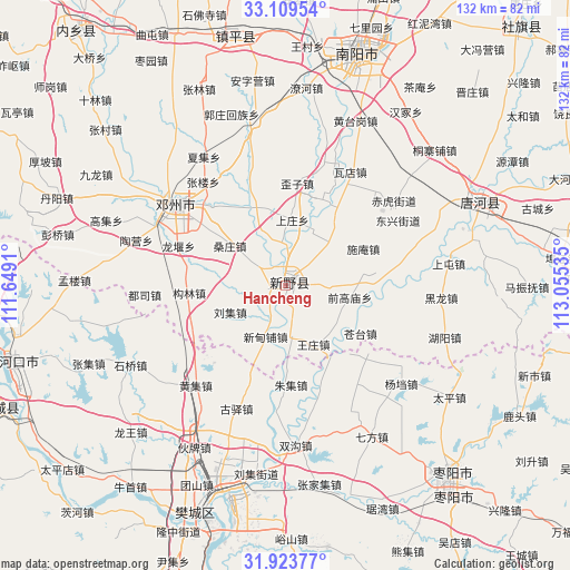 Hancheng on map