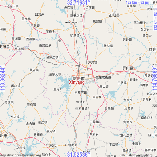 Xinyang on map