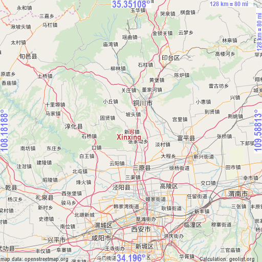 Xinxing on map