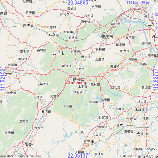 Xincheng on map