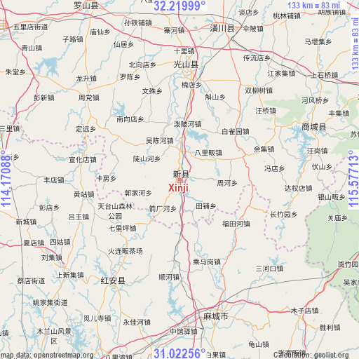 Xinji on map