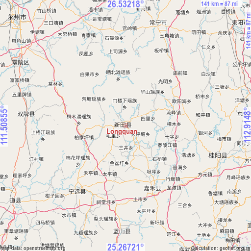 Longquan on map