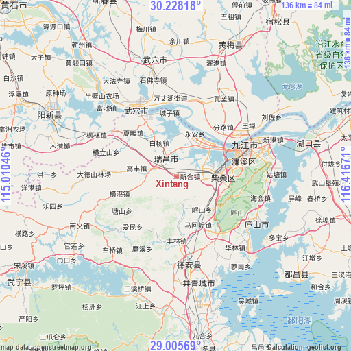 Xintang on map