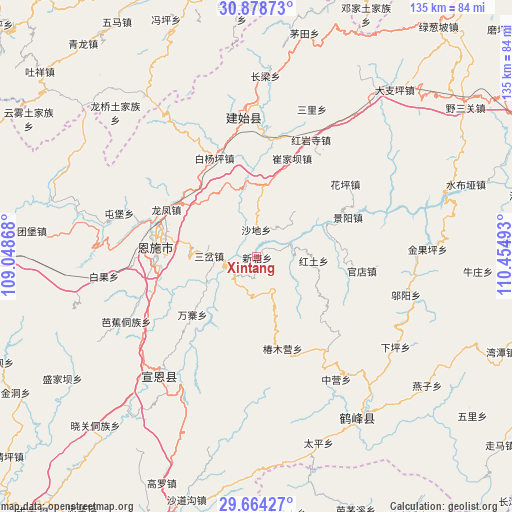 Xintang on map