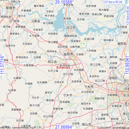 Xinshidu on map