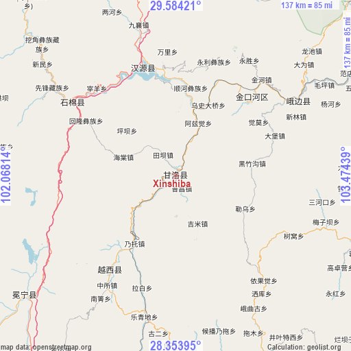 Xinshiba on map