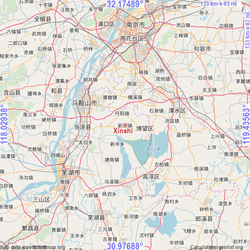 Xinshi on map