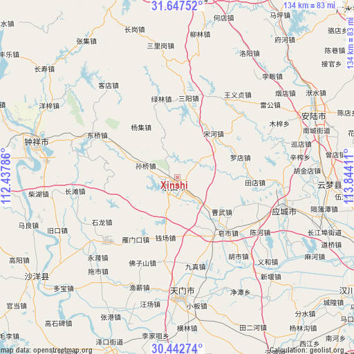 Xinshi on map
