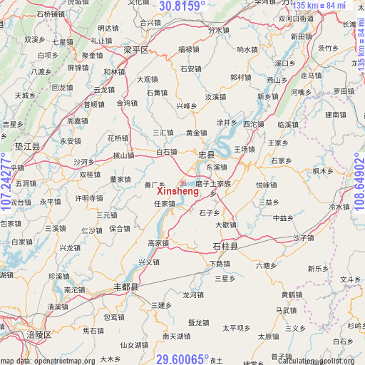 Xinsheng on map