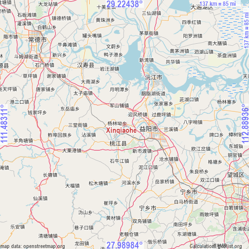 Xinqiaohe on map