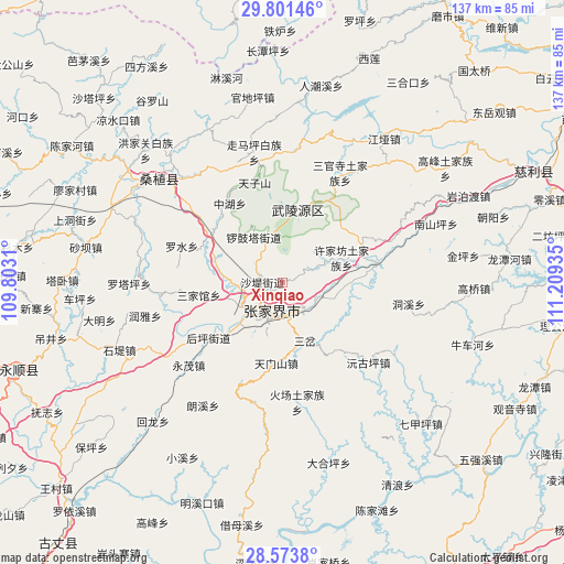 Xinqiao on map