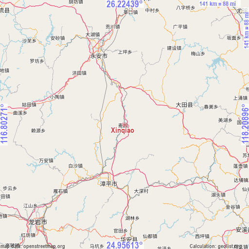 Xinqiao on map