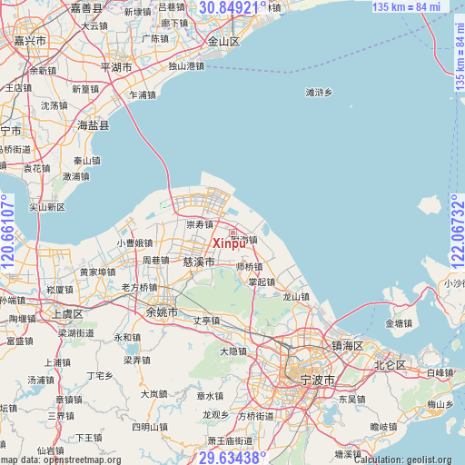 Xinpu on map