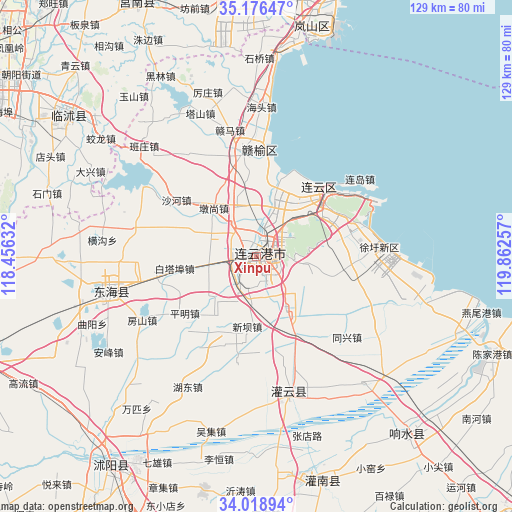 Xinpu on map