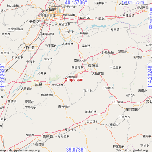 Xinpeicun on map