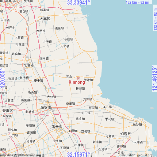 Xinnong on map