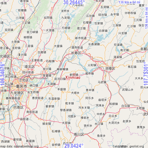 Xinmiao on map