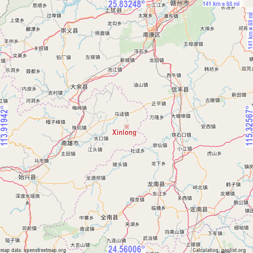 Xinlong on map