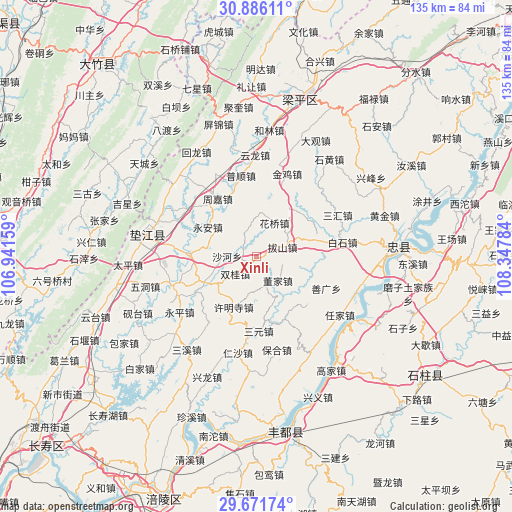 Xinli on map