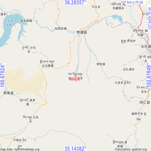 Xinjie on map