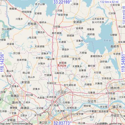 Xinjie on map