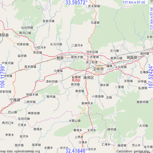 Xinji on map