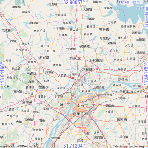 Xinji on map