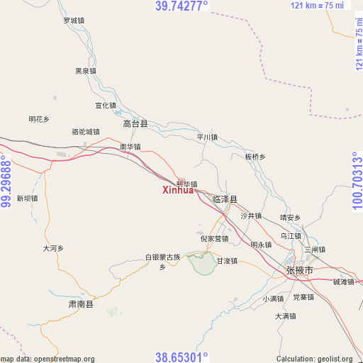 Xinhua on map