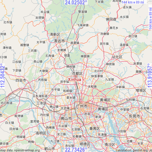 Xinhua on map