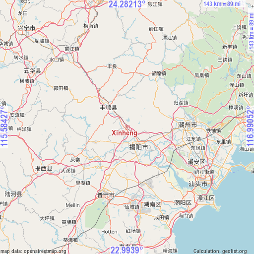 Xinheng on map