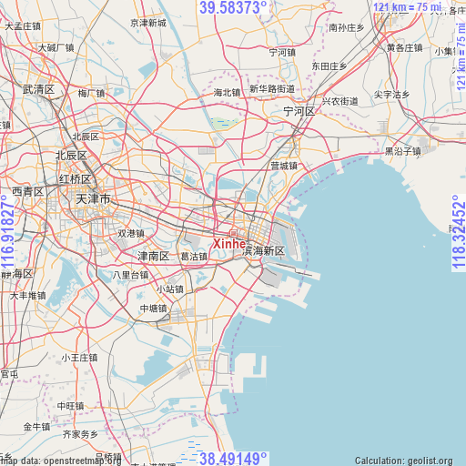 Xinhe on map