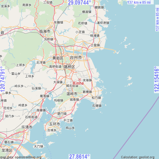 Xinhe on map