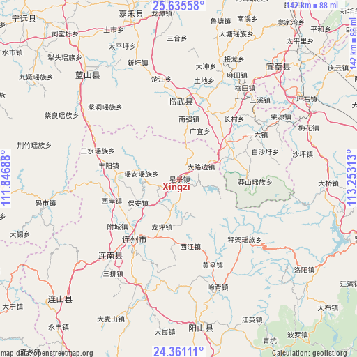 Xingzi on map