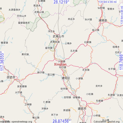Xingtian on map