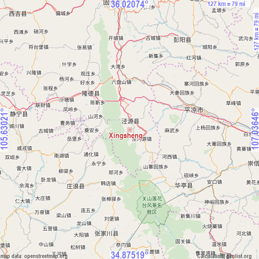 Xingsheng on map