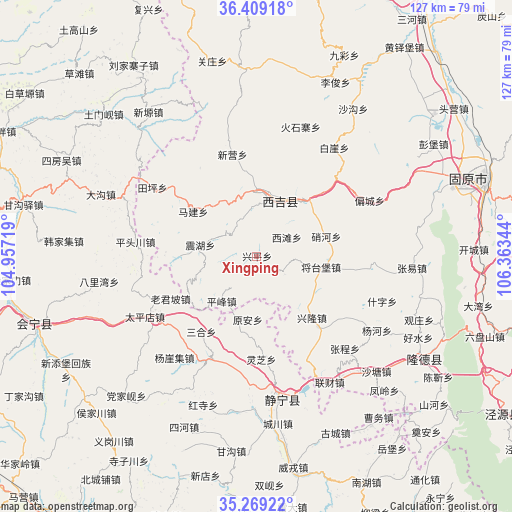 Xingping on map