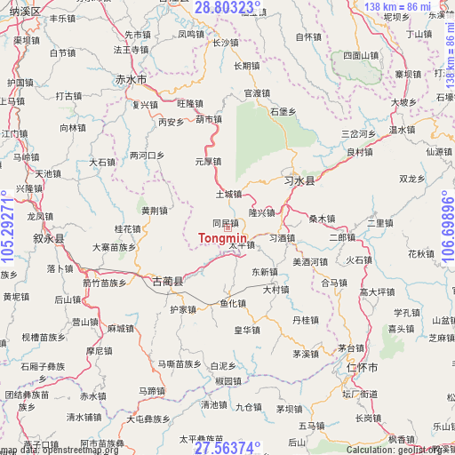 Tongmin on map