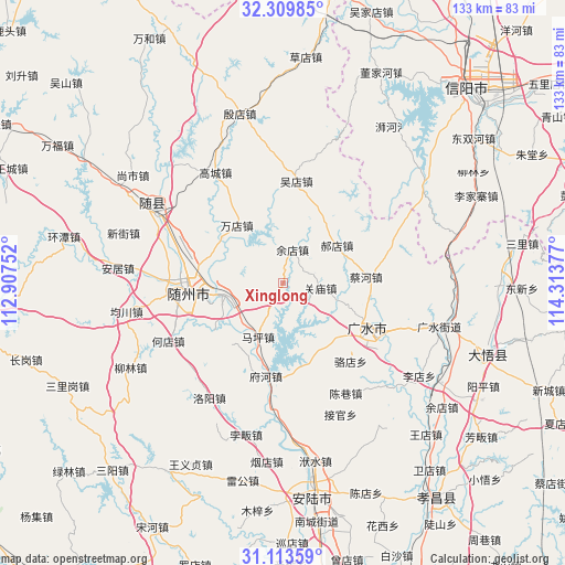 Xinglong on map