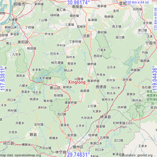 Xinglong on map