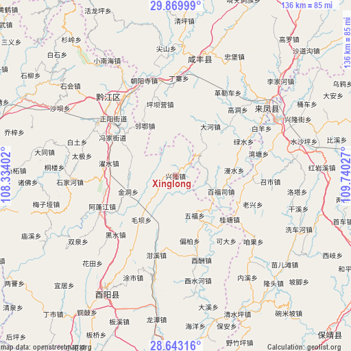 Xinglong on map