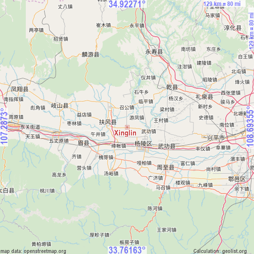 Xinglin on map