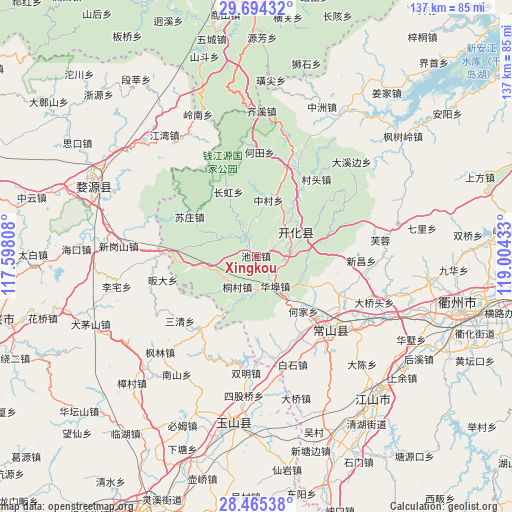 Xingkou on map