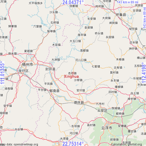 Xinghua on map